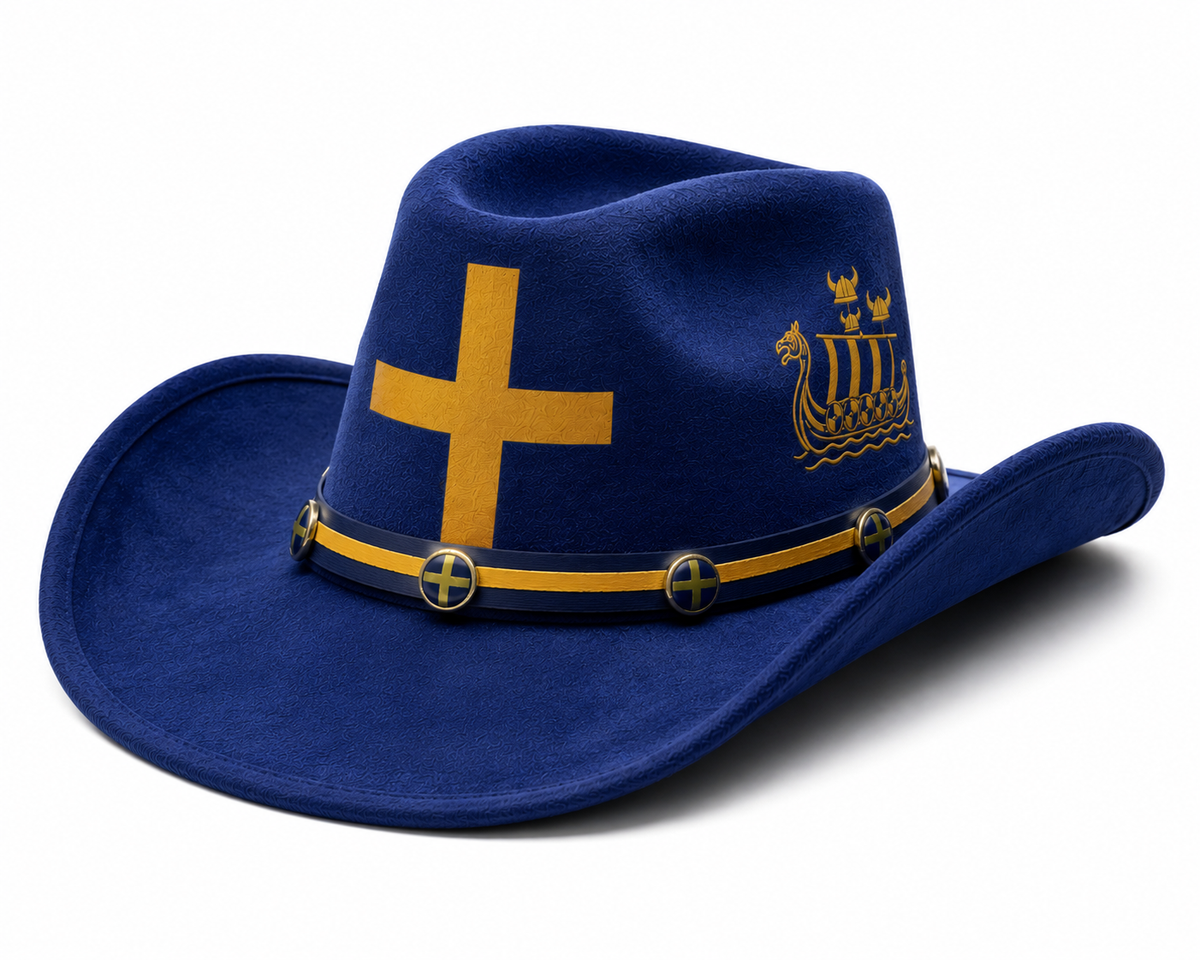 Sweden Themed Cowboy Hat